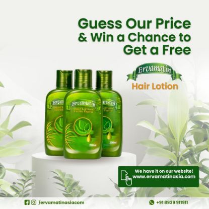 Picture of  Ervamatin™ Hair Lotion 3-Month Supply + 3 Amazon Organic Shampoos Bundle